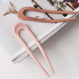 KEUKORZ French Hair Pins- 5Pcs U-Shaped Solid Color Hairpins for Women’s Thick Hair - Fashion Accessories Hair Clips Clip Sticks for Styling Decorations(5 Colors)