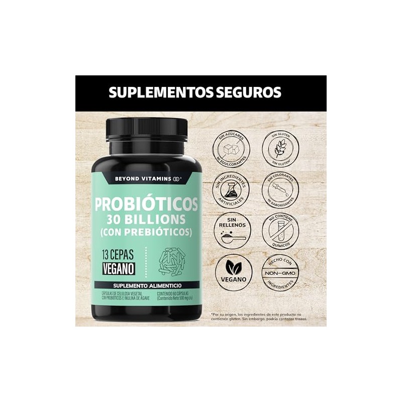 Probioticos 30 Billion UFC + Prebióticos + inulina de agave