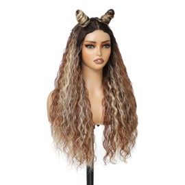 YKHJH 26 Inch Synthetic Curly Wigs for Women Long Curly Wig Deep Water Wave Glueless Wigs For Women (Highlight Ombre139)