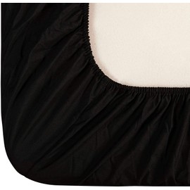 Family Bedding Single Fitted Sheet Black | Deep Pocket Single Bed Sheets | Soft Jersey Cotton 4 Way Stretch | Shrinkage and Fade Resistant Bed sheet. (Single (100x200cm), Black).