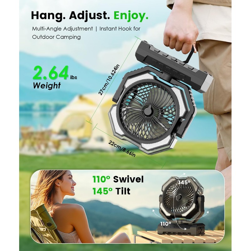 Camping Misting Fan - 30000mAh Portable Battery Powered Fans with