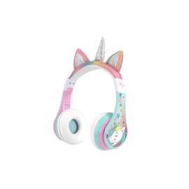 eKids Unicorn Bluetooth Headphones, Wireless Headphones with Microphone includes Aux Cord, Volume Reduced Kids Foldable Headphones for School, Home, or Travel