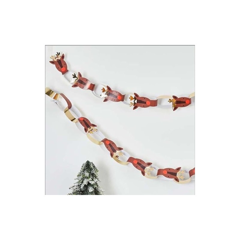40 Christmas Reindeer Paper Chains, DIY Christmas Decorations, Childrens Paper