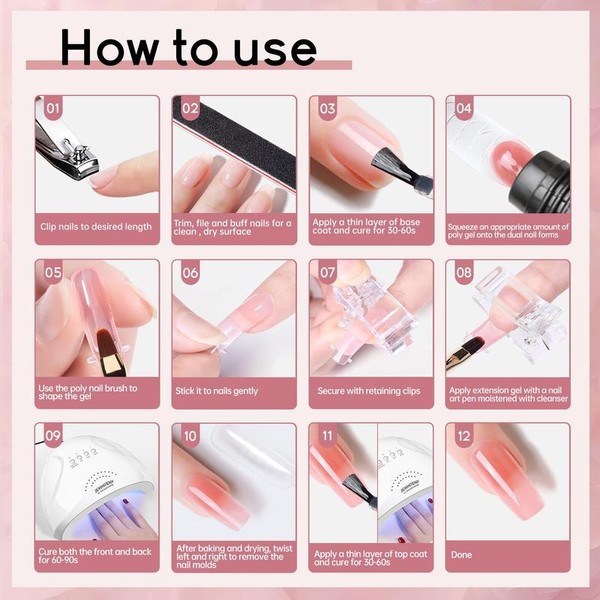 JEWHITENY 14 Colors Poly Extension Gel Nail Kit With Nail