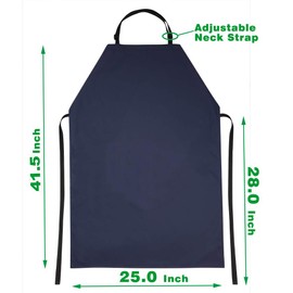 VWELL Waterproof Rubber Vinyl Apron 41.5" Heavy Duty Work Apron Durable with Adjustable Bib Apron for Dishwashing,Grooming 2Packs(no pocket)