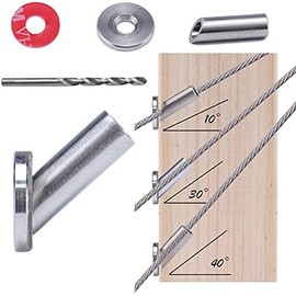 Muzata 40Pack Cable Railing Kit Adjustable Angled Protector Sleeve for 1/8" Wire Rope Wood Posts Compatible 10 30 40 Degree Beveled Grommet Protective T316 Stainless Steel CR68,CP1
