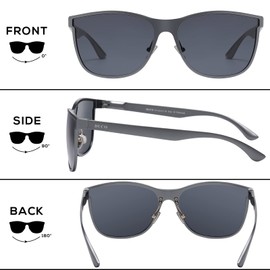 DUCO Men's Polarised Driving Sunglasses Classic Style Glasses Fashion Ripped Lenses UV400 Protection 8205, gray