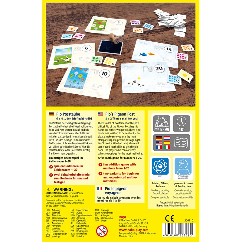 HABA 306710 Pio Postdove, Tile Game from 5 Years, Colourful