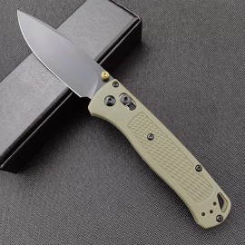 Mini BM 535 Nylon Glass Fibre Handle Folding Knife Custom Drop Point Blade for Camping & Tactical Pocket Knives US Spotcolor: Black blade with a green handle, blade length: 3.23in, blade width: 1.1in, type: Pocket Knife