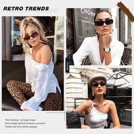 GQUEEN Rectangle Sunglasses for Women Polarized Square Retro Vintage 90s Trendy Fashion UV400 2 Pack