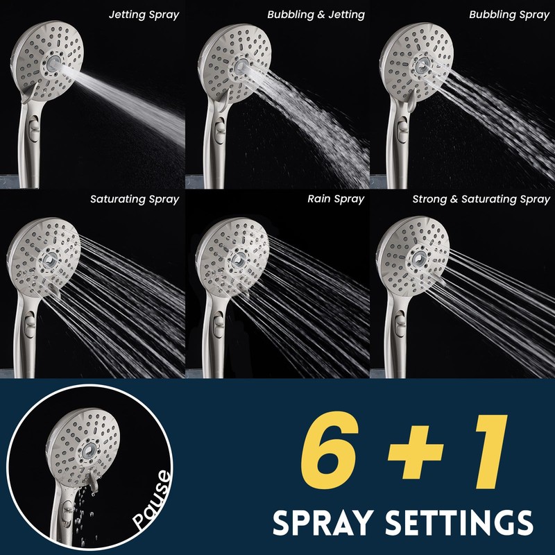 Ryamen Dual Shower Head Combo, Brushed Nickel 8'' High Pressure