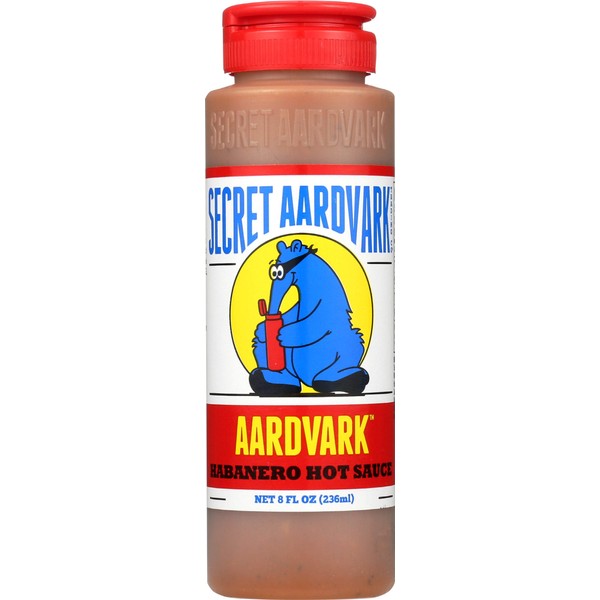 Secret Aardvark Habanero Hot Sauce | Made with Habanero Peppers & Roasted Tomatoes | Non-GMO, Low Sugar, Low Carb | Awesome Hot Sauce & Marinade 8 oz