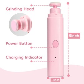 Baby Nail Trimmer Electric, Rechargeable Baby Nail Clippers, Baby Nail File Manicure Set with 6 Grinding Heads for Toddler, Newborn (Pink)