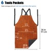 QeeLink Leather Welding Work Shop Apron with 6 Tool Pockets,
