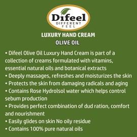 Difeel Hand Cream with Olive Oil with Vitamin E, Natural Oil and Botanical Extracts 1.5 Ounce