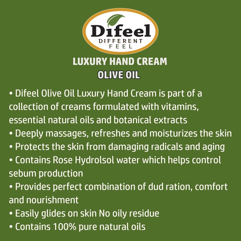 Difeel Hand Cream with Olive Oil with Vitamin E, Natural