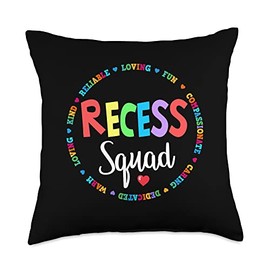 School Recess Crew Apparel and Gifts Ideas Funny School for Teachers Students Monitor Recess Crew Throw Pillow, 18x18, Multicolor