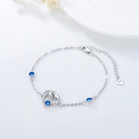 AOBOCO Sterling Silver Love Heart Horse Bracelet, Horse Gifts for Girls Women Daughter, Crystal, Crystal