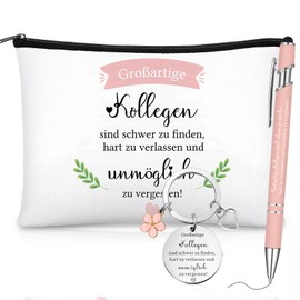 Xuniea Thank You Gift Sets 1 Leaving Cosmetic Bag 1 Keyring for Colleagues and 1 Ballpoint Pen Gifts for Job Change and Retirement, Great colleagues are hard to find