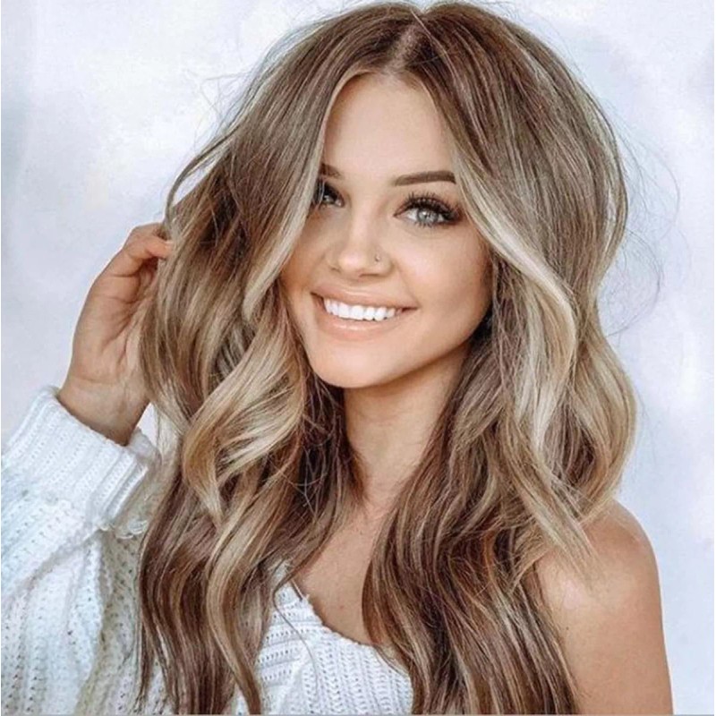 Generic Peluca Para Mujer, Pelo Largo Y Rizado, Degradado, Marrón,