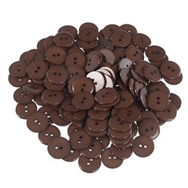 Mibo 100pcs Polyester Button - 2 Hole - Basic Round Top - Shiny Finish - 30L(19mm) - Brown