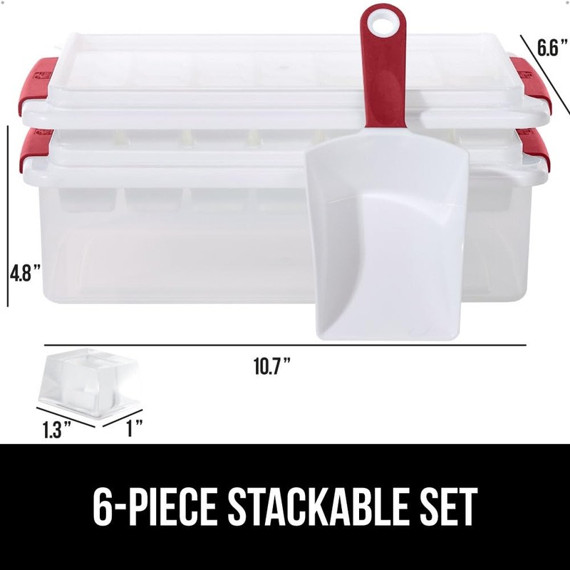 GORILLA GRIP Stackable Ice Cube Tray and Bucket Set for