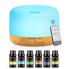 Winsuny, Difusor de Aceites Esenciales con Luz LED (Incluye 6 Botellas de Aceite)