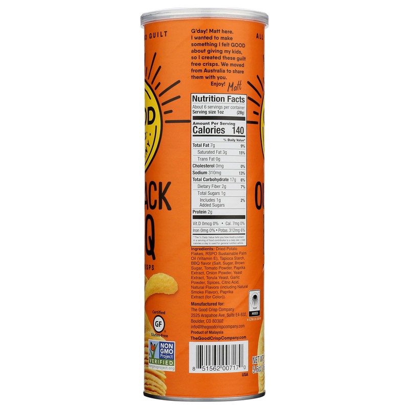 The Good Crisp Company, Potato Crisps Outback Barbecue, 5.6 Ounce