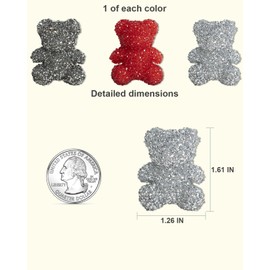 DoDoBeads 3 Pcs Bling Jumbo Bear Junk Case Charms Bulk – Mixed Colors Charms for Junk Cases, Resin & Rhinestone Bear Charm with Flat Backs, Easy to Use