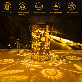 Cawabocy Solar Lanterns Garden Decor, Outdoor Waterproof Hanging Solar Lantern Lights Ornaments, Solar Decorations Gardening Gifts for Backyard Porch Patio Table Yard Balcony Lawn Pathway (Dragonfly)