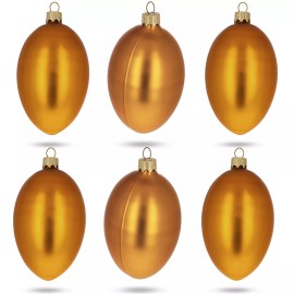 BESTPYSANKY Set of 6 Orange Matte Glass Egg Ornaments 4 Inches