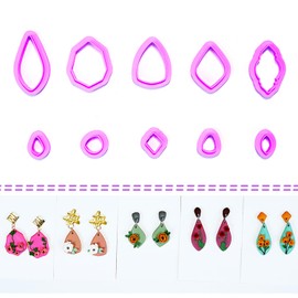 BESEK Floral Polymer Clay Cutters: 10 Pcs Organic Shape Clay Cutters, Geometric Clay Earrings Cutters for Studs Clay Earrings Making, Designed (B)