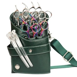Bolsa de Tijeras para Peluquería, Cinturón de Cintura Bolsillo Bolsero Kit de Cabello de Corte de Pelo Bolsillo Equipos de Peinado para Peinado para Estilistas (Green)