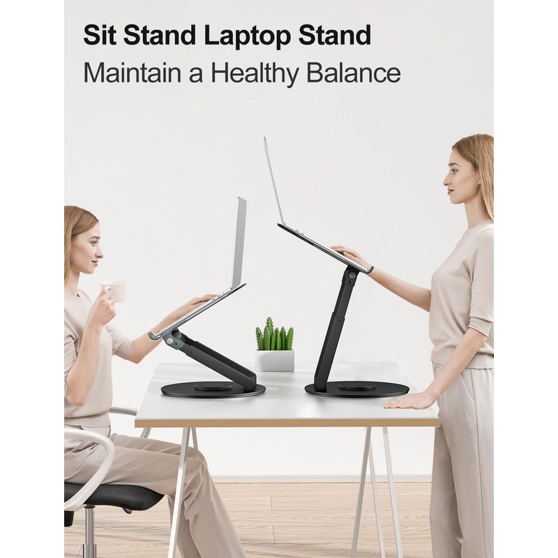 tounee Telescopic Laptop Stand for Desk with 360° Swivel Base,