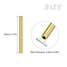 METALLIXITY Brass Tube (3mm OD x 0.5mm Wall T x 30mm L) 16Pcs, Craft Tubing - for Home Decoration, DIY Handicraft