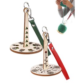 BPTRKOM Pack of 2 Wooden Wrist Yarn Holders, Diameter 10 cm, Portable Yarn Stand with Wrist Strap, Prevent Yarn Tangles, Gift for Knitting Lovers
