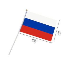 5 Pack Russia Hand Wave Flag Russian National Flags Russia Hand Held Mini Pocket Flag 14 * 21CM White Pole Vivid Color and UV Fade Resistant