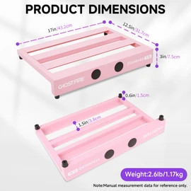 Ghost Fire Limited Edition Guitar Pedal Board Aluminum Alloy 2.6lb Effect Pedalboard 17"x12.5"x3 "with Carry Bag,New V series (V-STANDARD 1.0 PINK)