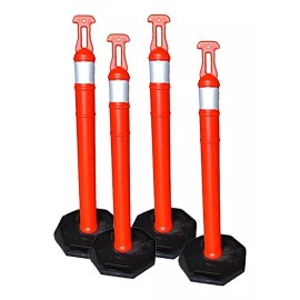 Grupo Sancoy's 4 Poste Delimitador Vial Naranja 1.20 Cms Polietileno