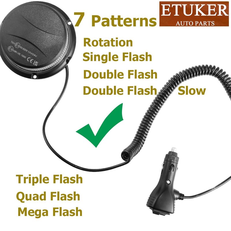 ETUKER 12 V 24 V White Rotating Light Magnetic Flash