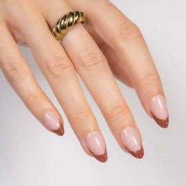 MOYOU LONDON Gel Press On Nails - Elegant Short Almond French Tip False Nails, Long-lasting & Comfortable Soft Fake Nails with Glue, Reusable Natural Stick On Nails for Women, 32 Pcs in 16 Sizes