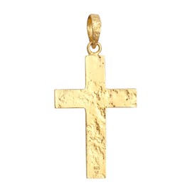 Kuzzoi Silver Cross Pendant for Chains / Necklaces, Made of Solid 925 Sterling Silver, 54 mm High, Weight 7 g, Very High-Quality and Exclusive, Gold-Plated Silver, Gold