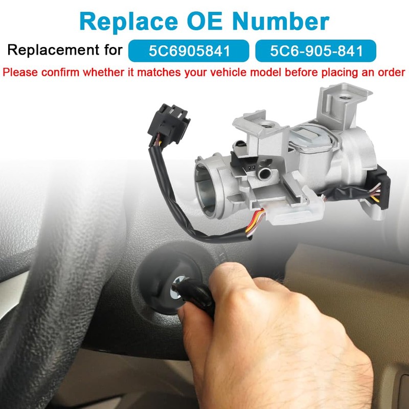 WMPHE Ignition Lock Housing Switch Cylinder Replacement for 5C6905841 5C6-905-841