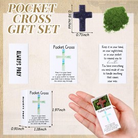 Motipuns 36 Set Pocket Hug Token Gifts Natural Cross Shaped Crystal Stones Cross Worry Stones Pocket Cross Box Easter Gift Baskets Church Favor for Adults Men Women Christians