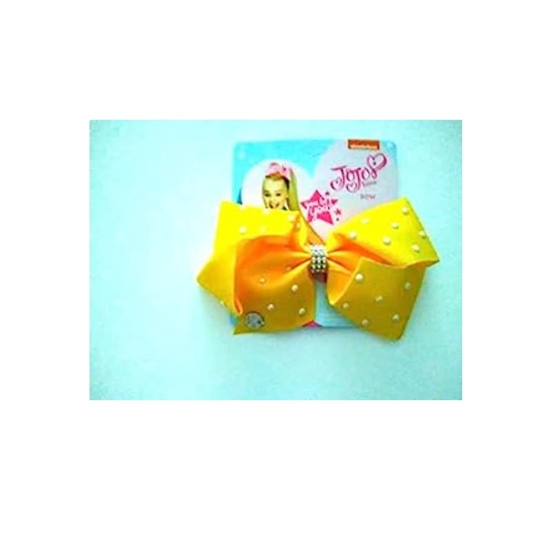 2 Count Jojo Yellow Hair Bow Pearls and Diamonds design