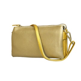 Gizelle Women's Shoulder Bag, Wallet Shoulder Bag, 3-Way, Clutch, Genuine Leather, Large Capacity, Small, Lightweight, Crossbody, gold