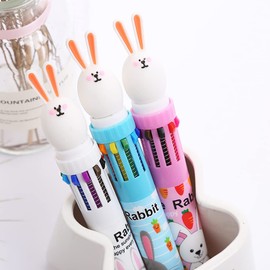 Operitacx 6Pcs rabbit ten color pen easter party ink pen desktop writing pen colorful ballpoint pen multiple color pen in one new pens ballpoint kids supply Stationery student cute plastic