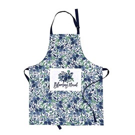 AMOUR INFINI Blooming Floral Apron | 27.5 x 33 inches | 100% Natural Cotton | Womens Apron for Cooking, Baking, Gardening | Convenient Pockets and Adjustable Strap at Neck & Waist Ties