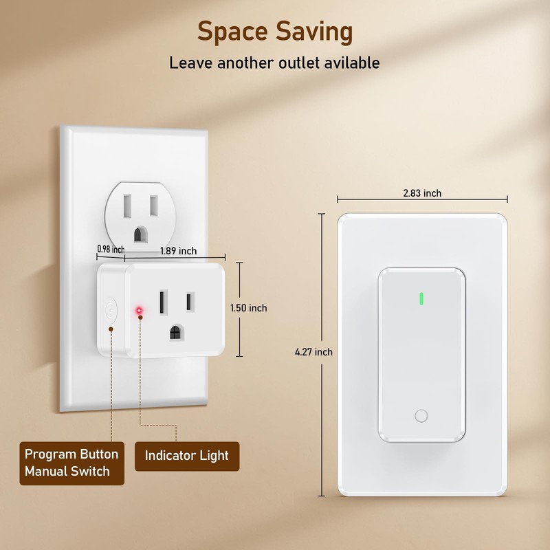 Thinkbee Remote Control Outlet Plug, 15A /1500W 600ft RF Range