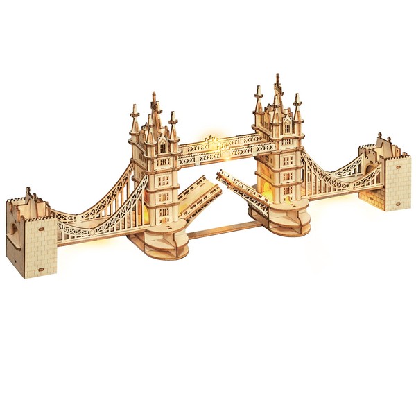 ROBOTIME Tower Bridge Kit de modélisme en bois pour adulte Puzzle 3D pour construire votre propre puzzle découpé au laser Kit de construction